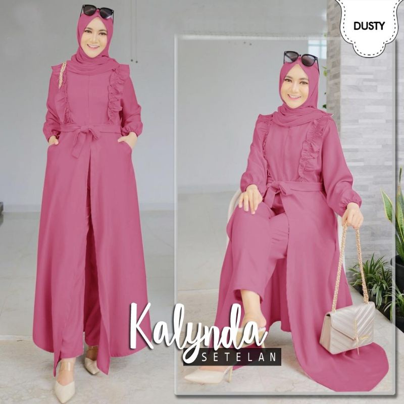 SET CELANA KALYNDA, MOSCREPE, GAMIS HIJAB MUSLIM, SETELAN