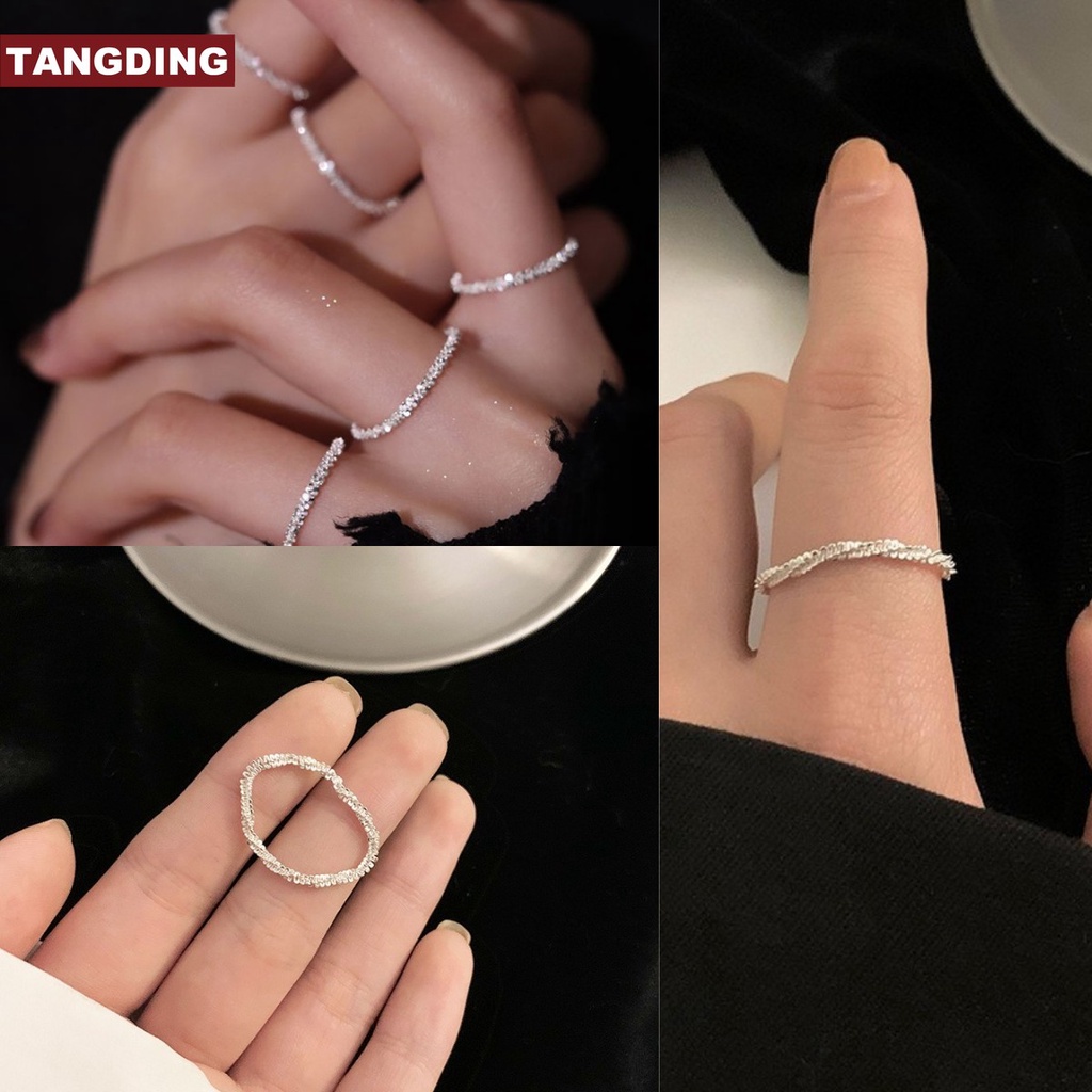 3pcs / set Cincin Model Lipat Desain Bintang Berkilau Untuk Wanita