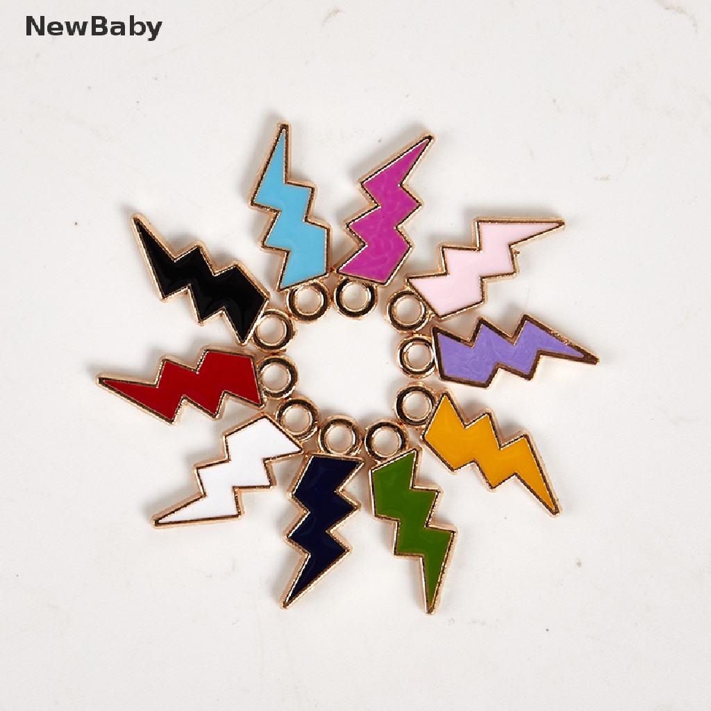 Newbaby 10Pcs Liontin Enamel Bentuk Petir Untuk Kalunggelanganting DIY