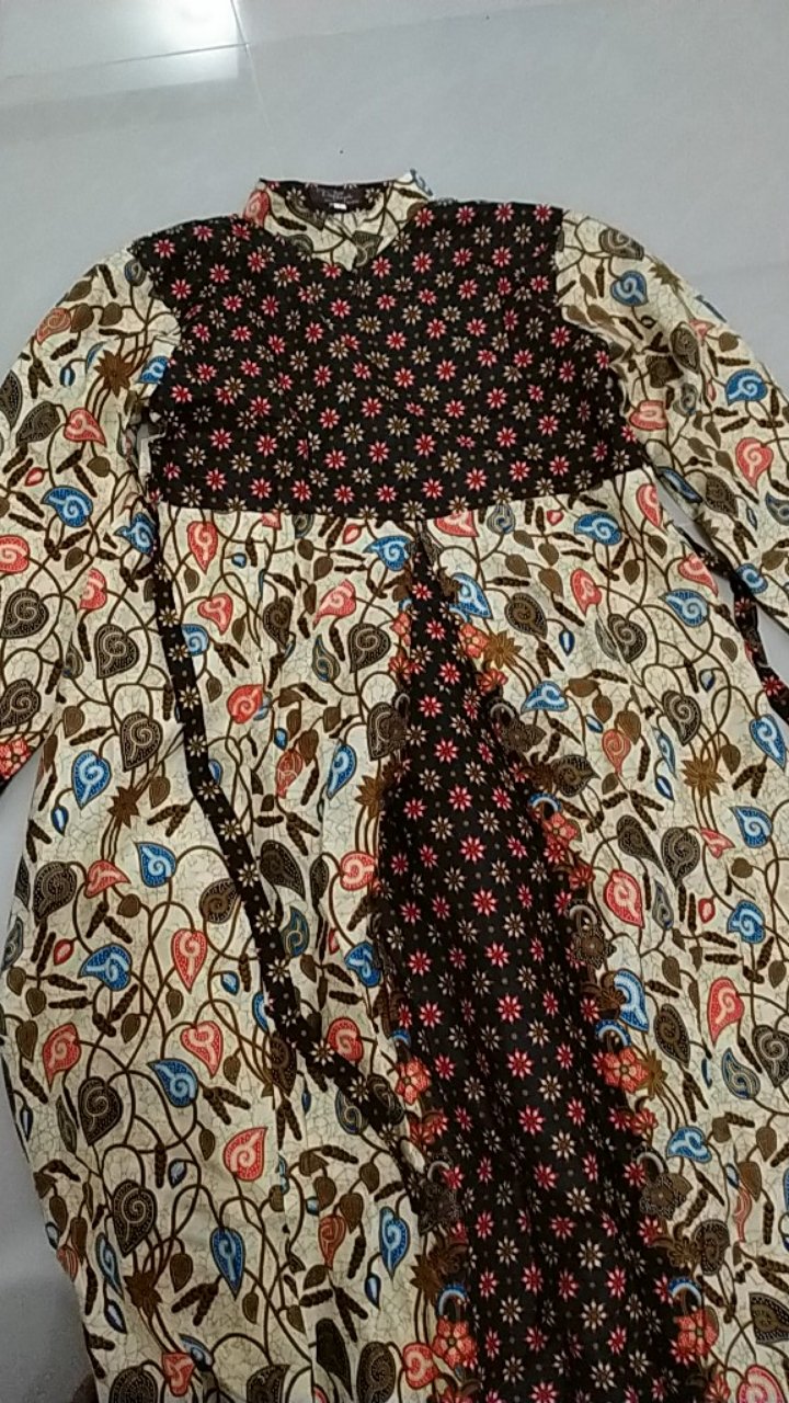 Gamis Batik Pias Daun Warna Size Standar Dan Jumbo Bahan Katun Mataram Primisima