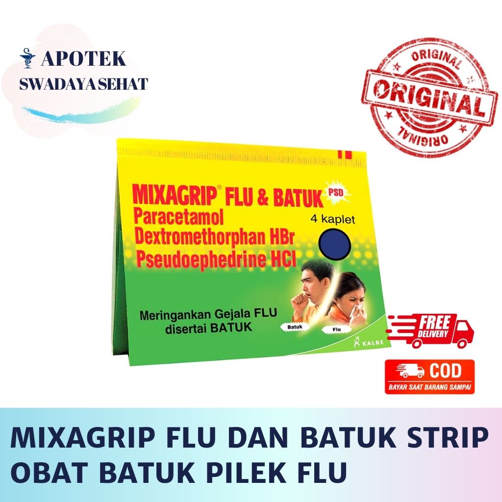 MIXAGRIP FLU &amp; BATUK Strip Isi 4 Tablet - Obat Batuk Sakit Kepala Pilek