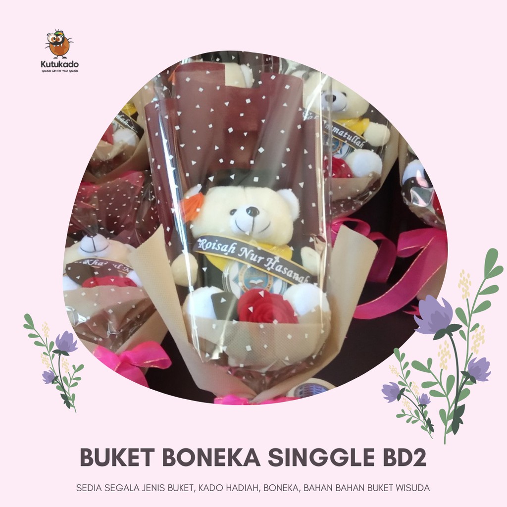 KUTUKADO - Buket Boneka Wisuda dan Bunga Flanel Satuan Single Simpel Murah