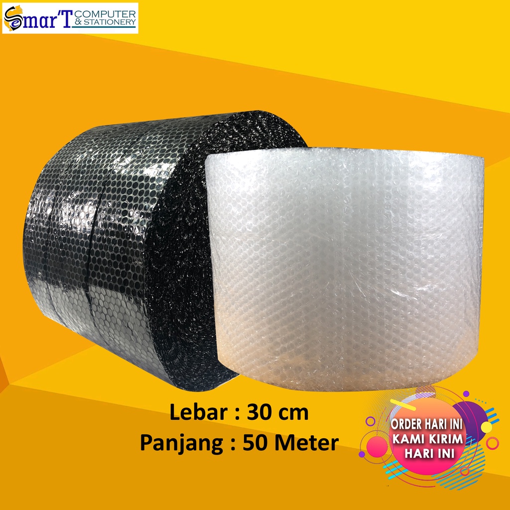 

HJK BUBBLE WRAP 50 METER X 30CM TEBAL, READY HITAM & PUTIH