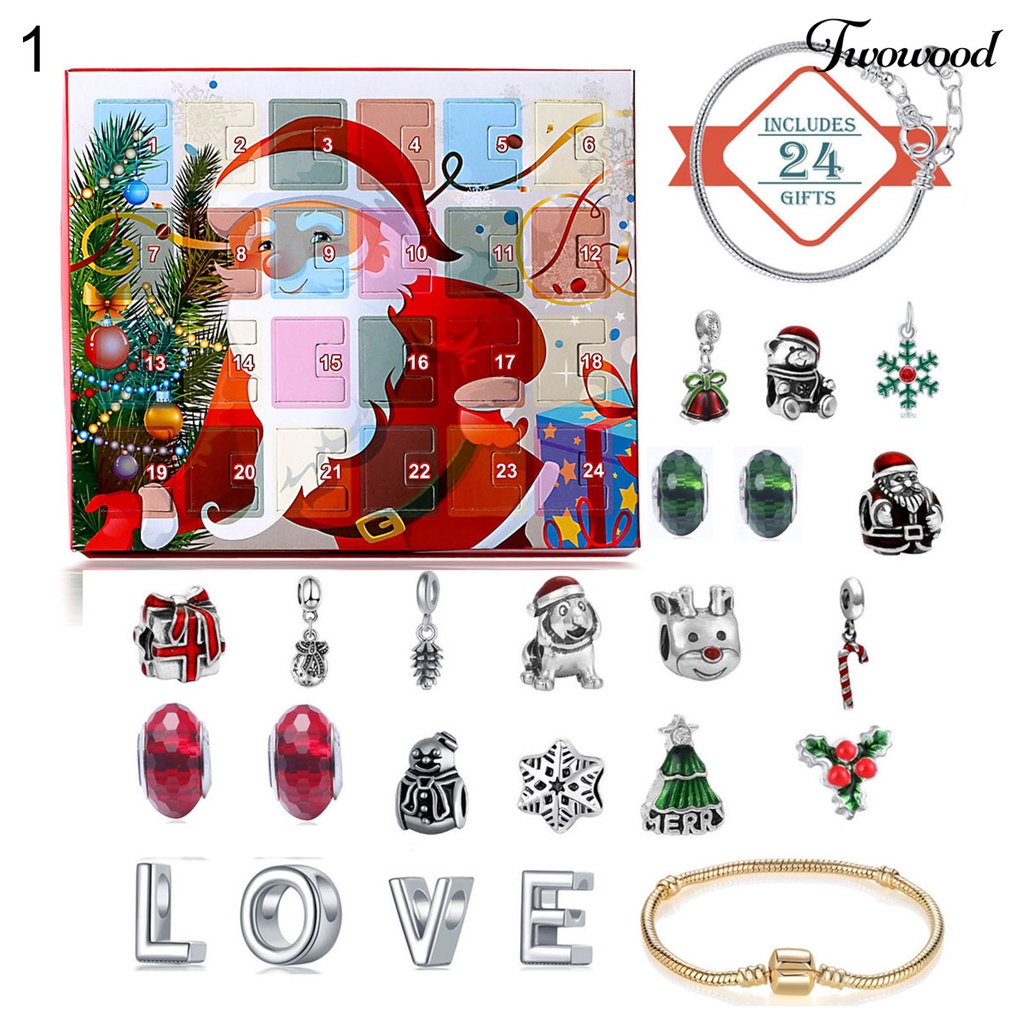 1 Set Kotak Kalender Advent Natal Bahan Alloy Gaya Klasik Untuk Anak Perempuan