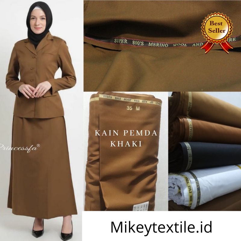 Kain pemda wool khaki tua muda bahan baju seragam pemda dinas PNS ASN PDH