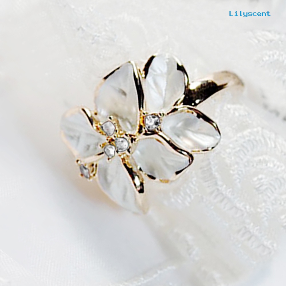 Ls Cincin Wanita Bahan Alloy Desain Bunga Menarik Untuk Pesta Pernikahan / Hadiah