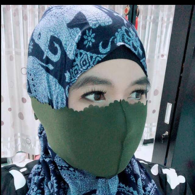 LINYSTORE MASKER HIJAB MUSLIM BAHAN SCUBA/MASKER KAIN/MASKER HIJABER GERIGI