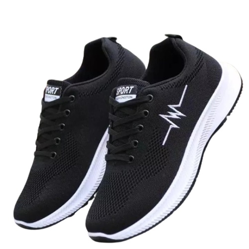 Sepatu Sneakers Pria Zig Zag / Sepatu pria sekolah Hitam COD