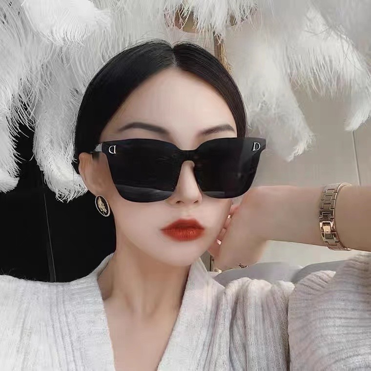 INS Fashion Oversized Square Kacamata Hitam Korea Wanita Kaca Mata Fashion Oversized Sunglasses