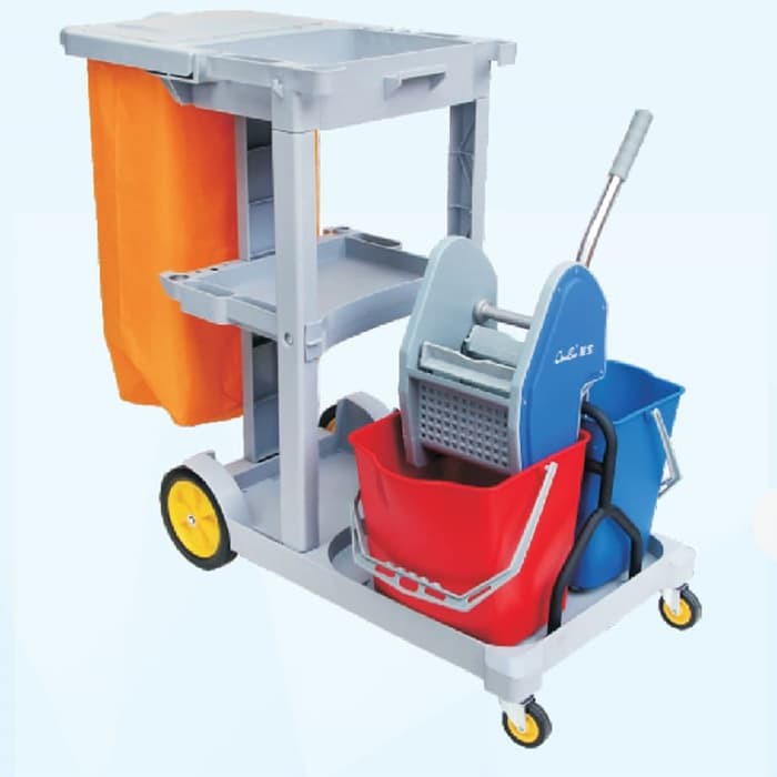 janitor cart with double bucket / multipurpose cleaning cart / trolley