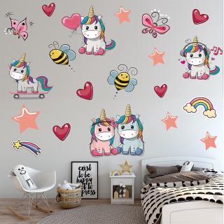  Stiker  Dinding  Motif Kartun Unicorn  untuk Dekorasi Kamar  