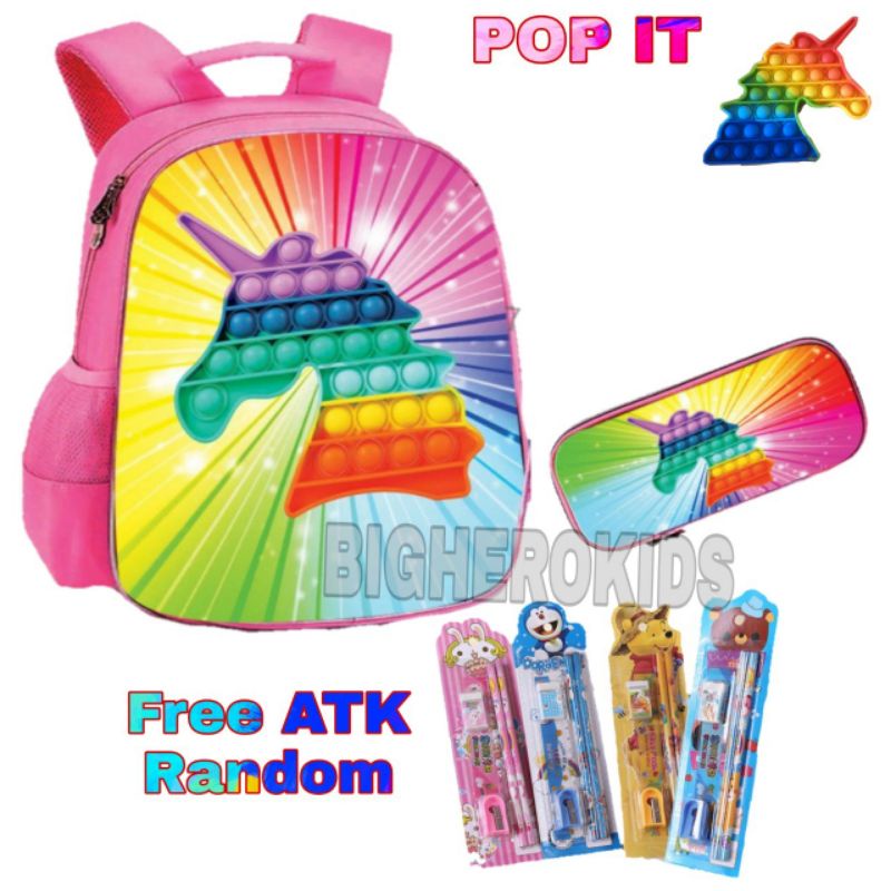 Bisa COD / Tas Ransel Anak POP IT / Free Tempat Pensil Dan Alat Tulis / RANSEL ANAK TK-SD