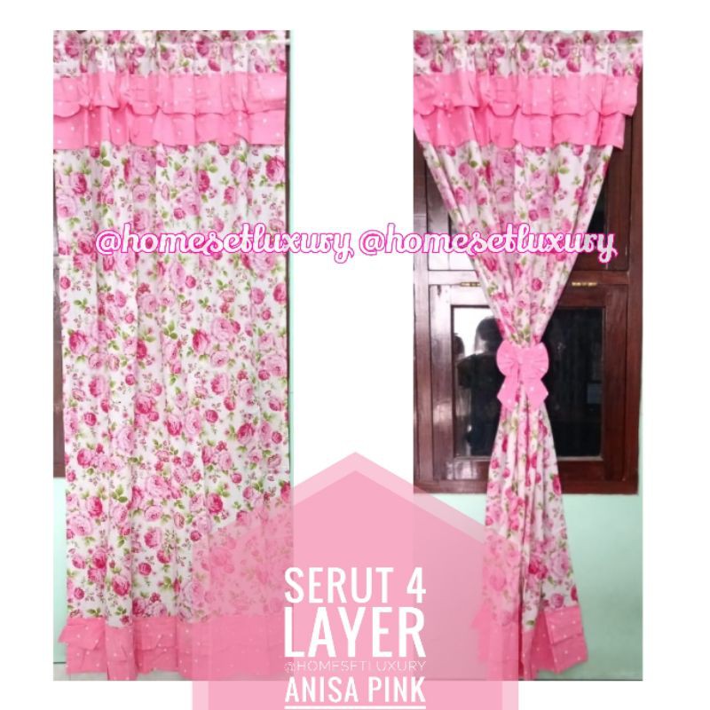 Korden jendela Shabby gorden jendela 4 layer anisa pink
