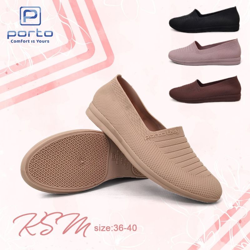 PORTO LADY KSM Sepatu Karet Wanita Dewasa Remaja Model Flat Shoes Kantor Kerja Casual Korea Anti Air