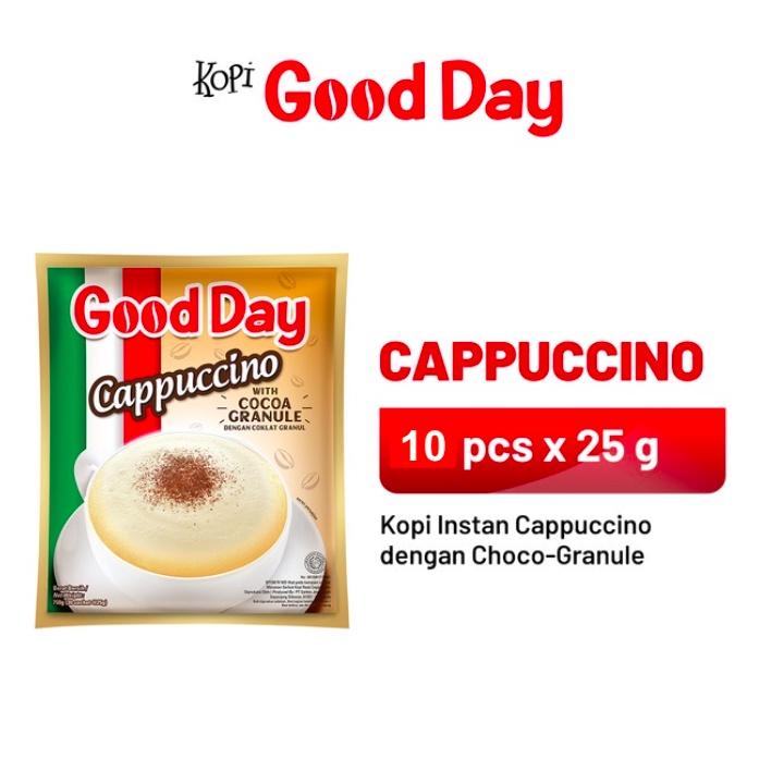 

Kopi GOOD DAY Cappuccino Renteng 10 x 25 gram Good Day Fresco Cappuccino Fresco Kopi Susu