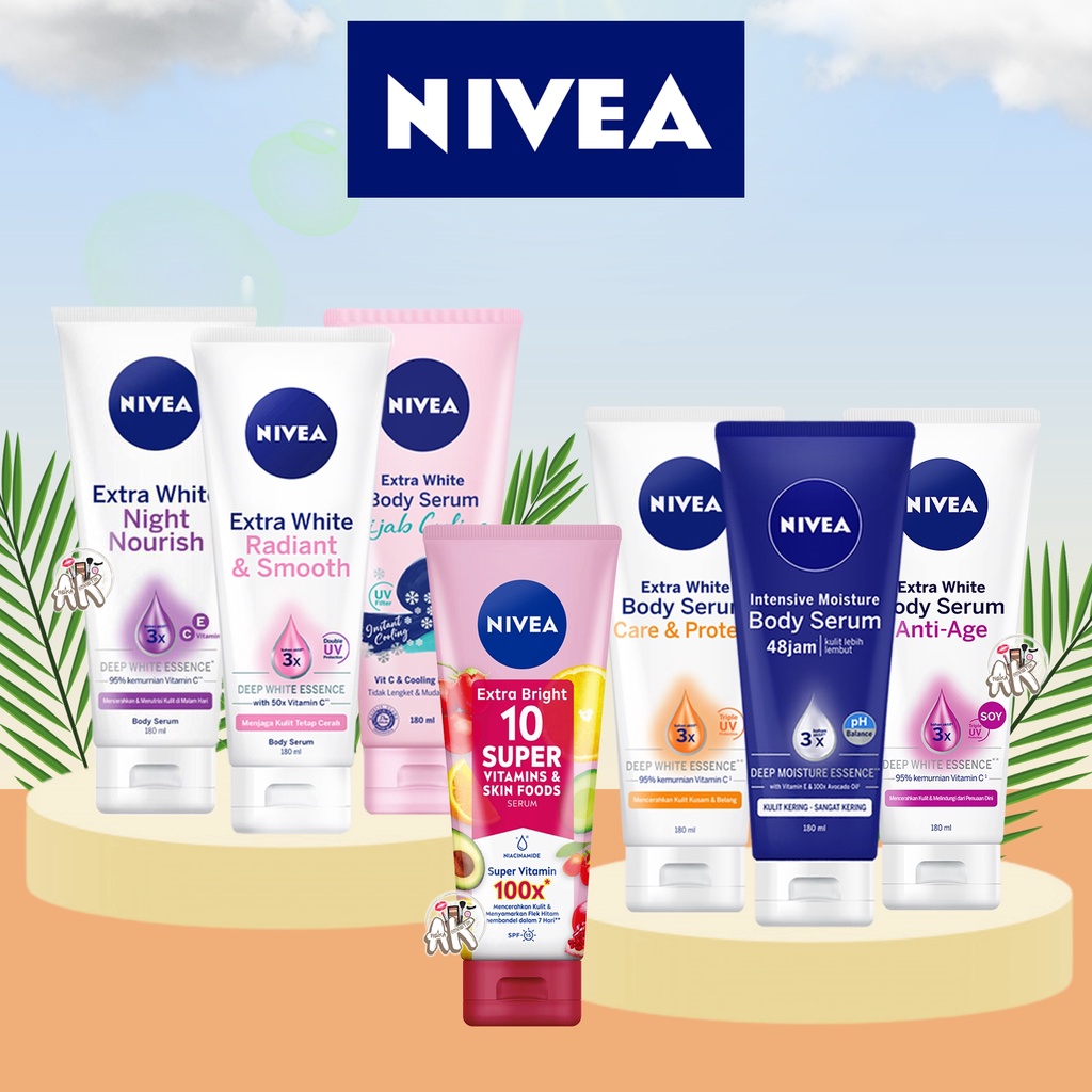 NIVEA Body Serum Extra White | Night | Care Protect | Radiant | Glow 70ml | Instant Glow | Sun Lotion Spf 33|180ml / 200ml | Extra Bright 10 Super Skin  (✔️BPOM)