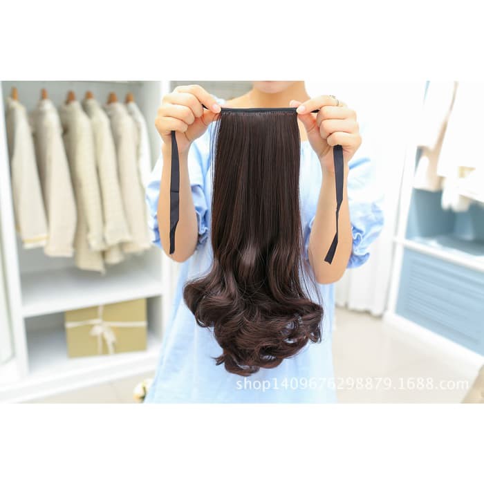 PTW ponytail hair extension wavy curly kunciran ikat ekor kuda rambut