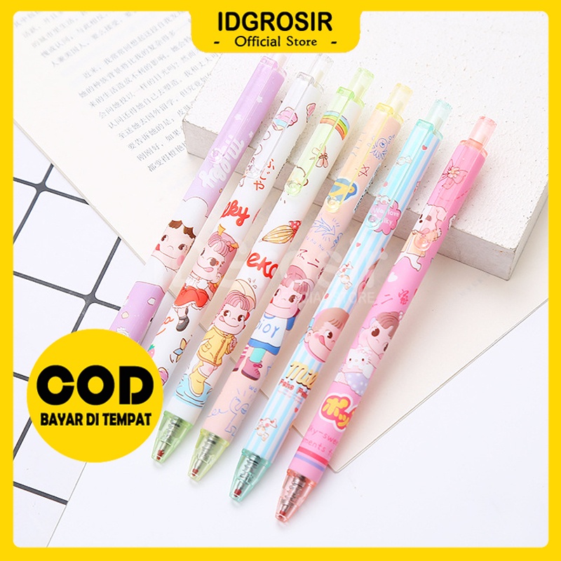 

IDgrosir 6pcs Pena Bolpoin Pulpen Bulpen Cetek Gel Cair 0.5 mm IDG-ST0032