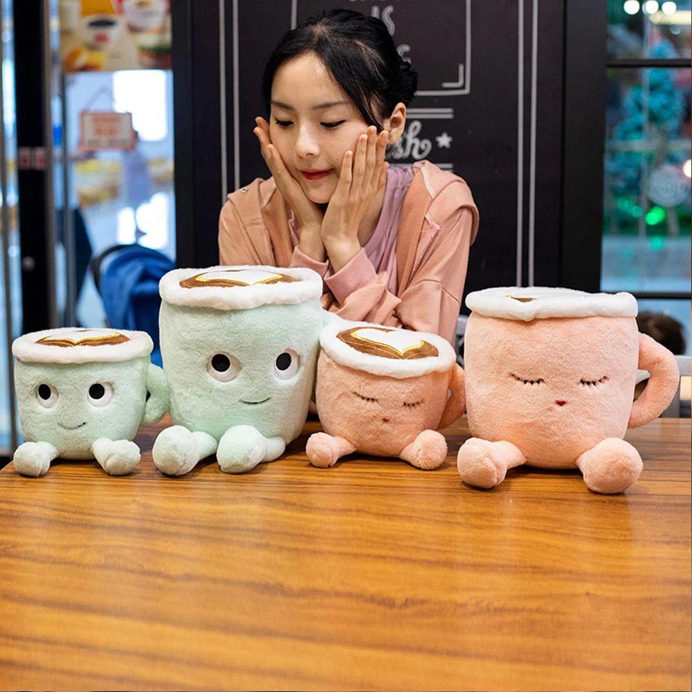 Needway   Cangkir Kopi Mainan Mewah Boneka Kawaii Plushie Lucu Cangkir Kopi Berbentuk Cangkir Kopi Boneka Mainan Lembut Jepang Matcha