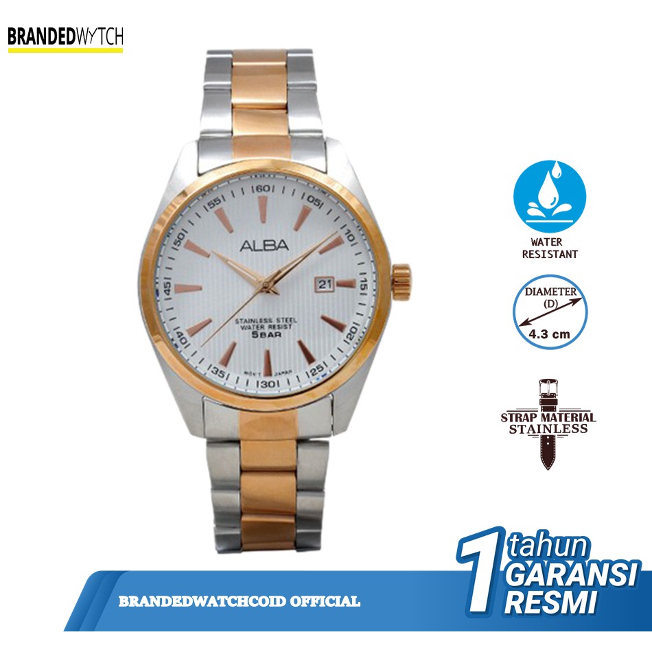 Jam Tangan Pria Alba AG8394X1 Silver Gold Stainless Steel ORIGINAL/Jam Alba Pria AG8394