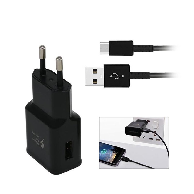 TRAVEL CHARGER SAMSUNG S8 TYPE C &amp; MICRO ORIGINAL FAST BLACK