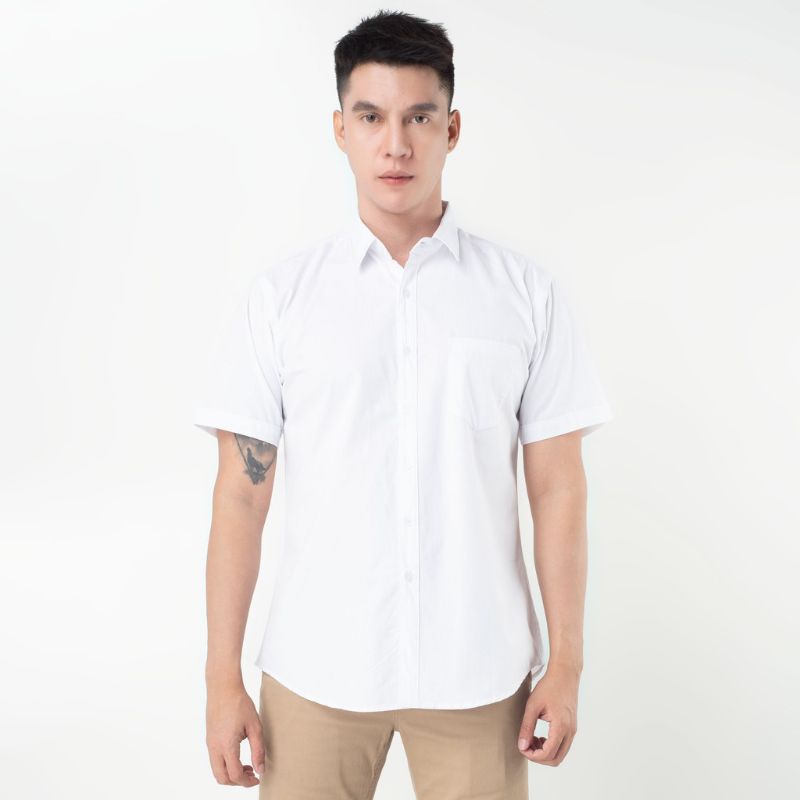 Kemeja Formal Putih Polos Lengan Pendek Merk Tony Walker Pria Premium Distro Ukuran S M L XL XXL Tangan Pendek Slimfit Reguler Fit Kemeja Cowo Dewasa Laki Laki-laki Kantor Kerja Kuliah Standar dan Jumbo Dewasa