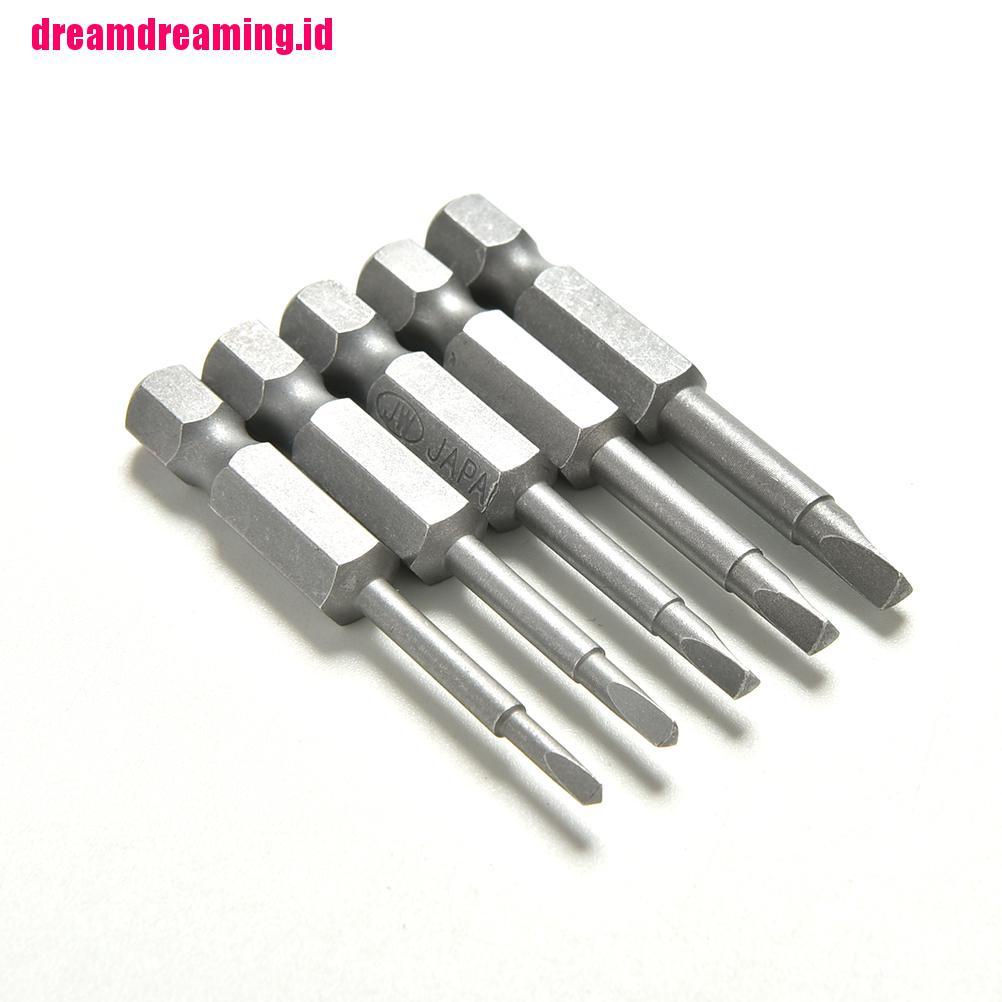 5pcs / set Kepala Obeng S2 Steel 1 / 4 Hex Shank Magnetik Bentuk Segitiga 50mm