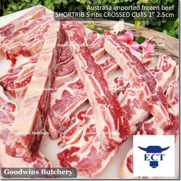 

1Kg 4-5Pcs Beef Shortrib Australia Ect Short Rib Crossed Cuts 1" 2.5Cm Ee39Keogff