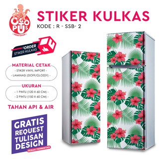 STIKER KULKAS  HIASAN  DAPUR 1 PINTU  ATAU 2 PINTU  BUNGA 