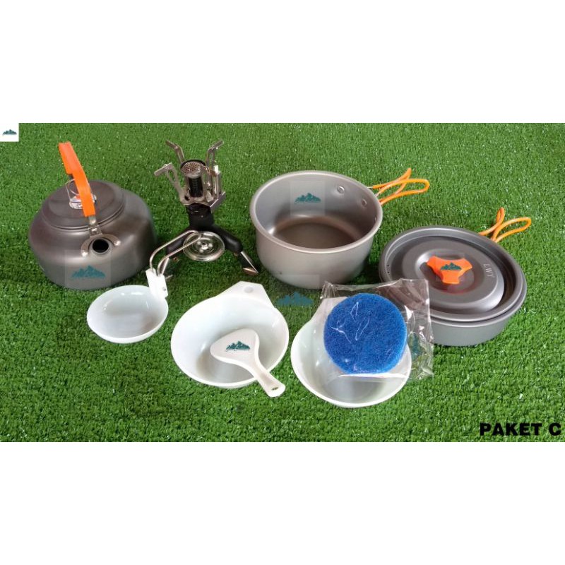 Paket hemat & kumplit teko dhaulagiri cooking set & kompor lipat mini