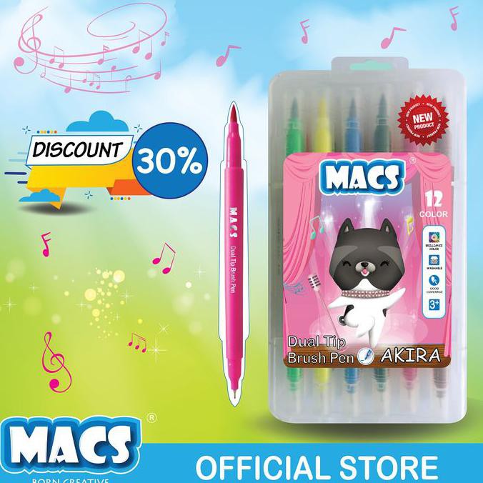 

Dual Tip Brush Pen Marker Color 12 Warna