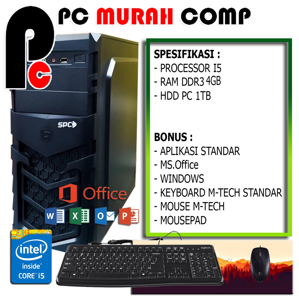 PC KOMPUTER RAKITAN OFFICE / WARNET CORE I5 HARDISK 1TB SSD 128GB