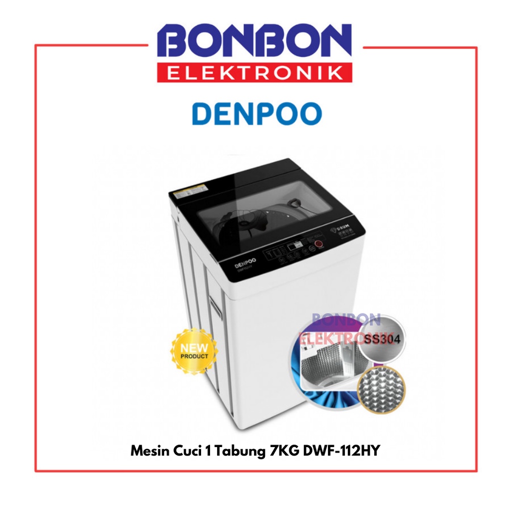 Denpoo Mesin Cuci 1 Tabung 7KG DWF-112HY / DWF 112 HY