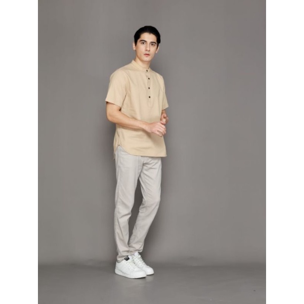 Kemeja Koko Pria Lengan Pendek Katun Linen Premium - Baju Koko Linen Basic Polos - Kemeja koko lengan pendek - Baju koko katun