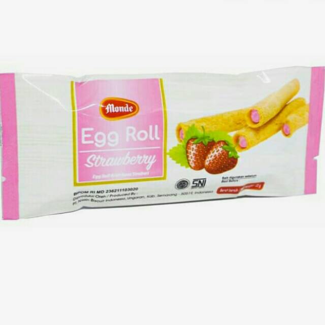 

Biskuit Monde egg Roll strawberry, Monde Eggroll srowbery 35gr