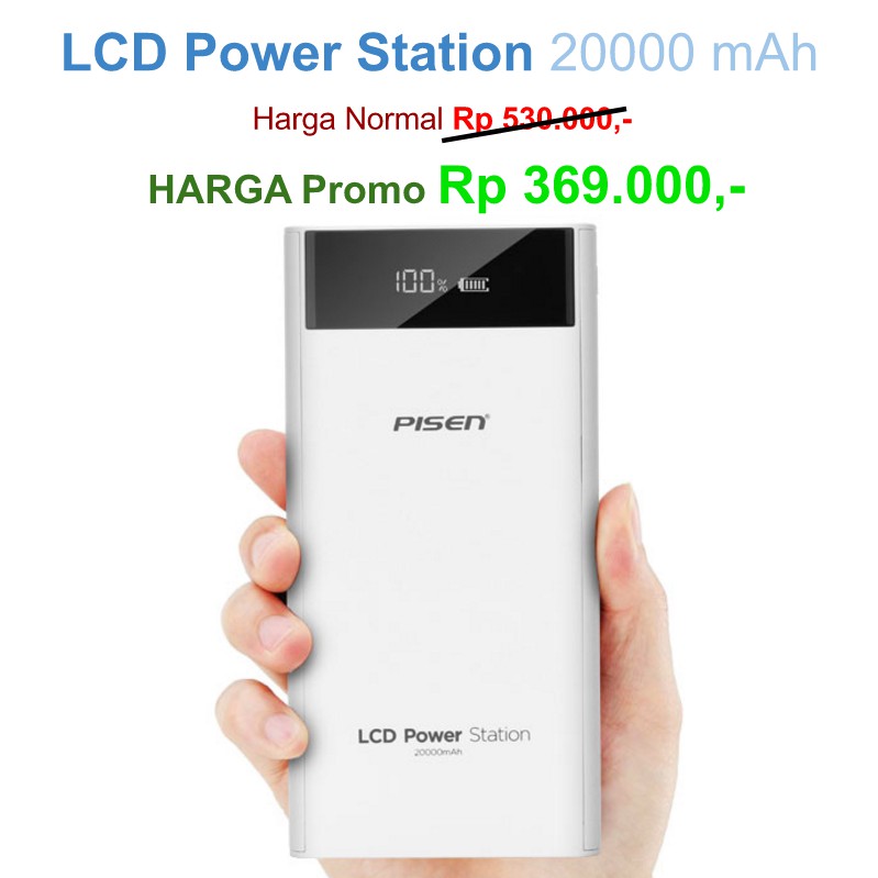 PROMO PISEN LCD POWER BANK STATION 20000MAH POWERBANK - GARANSI 18 BULAN TERLARIS