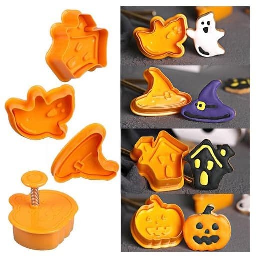 Fondant Plunger Cutter - Cetakan Fondant Pumpkin Ghost Theme (4pcs)