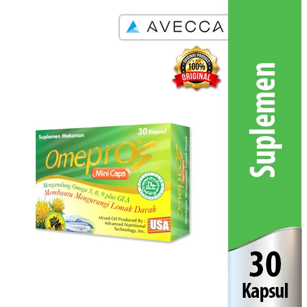100% Original - Omepros Minicaps Suplemen Penurun Kolesterol Dan Trigliserida - Isi 30 Kapsul