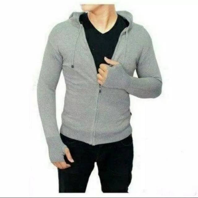 Sweater rajut ariel lengan panjang pakai pakai hoodie pakaian pria