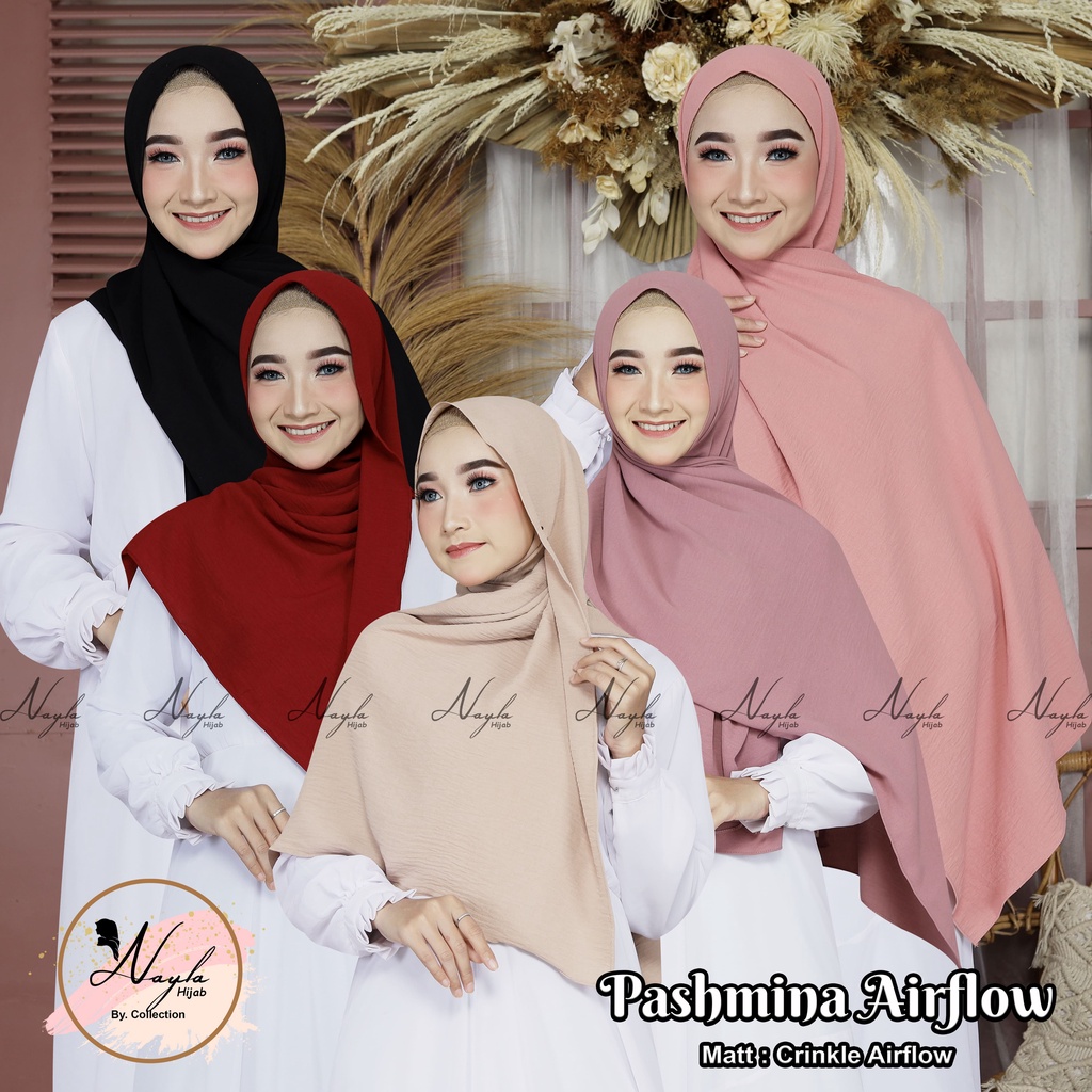 Pashmina Crinkle Airflow Premium Hijab Pashmina Anti Kusut Jilbab Pashmina Airflow Terbaru Nayla Hija'b