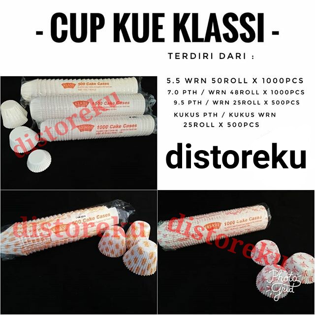 500pcs cake cases paper cup kertas cetakan kue kering kukus putih klassi