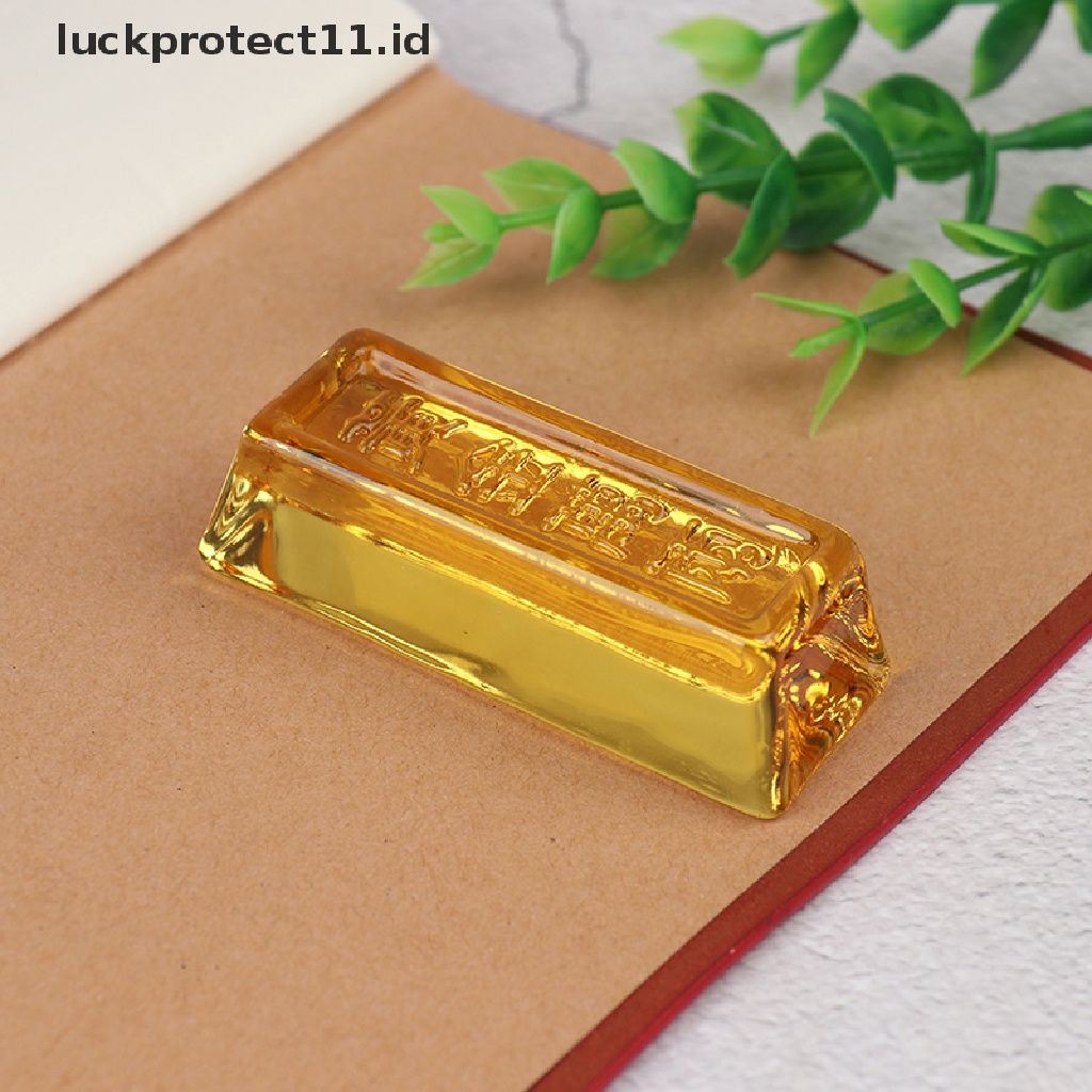 // Hg &amp; ID// 1pc Ingot Emas Kristal Kuning Cina Feng Shui Untuk Kekayaan Dekorasi Rumah Keberuntungan