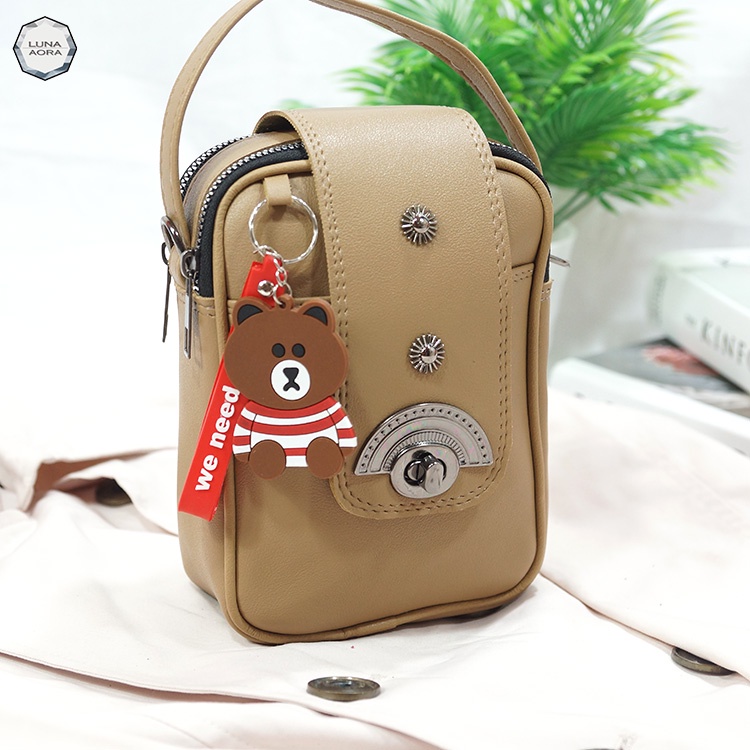 Luna Aura Tas Pouch Hp Wanita Minixo Fashion Centang Kunci Kerang/Tas Hp &amp; koin Cewek/Tas Hp wanita Terbaru