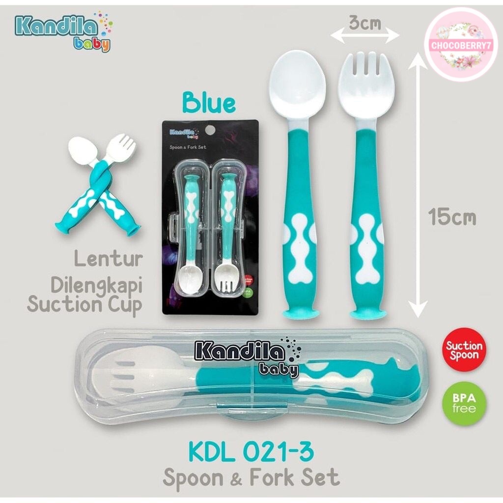 Kandila Spoon Fork with Case Sendok Makan MPASI Bayi Twisting Spoon KDL021-3