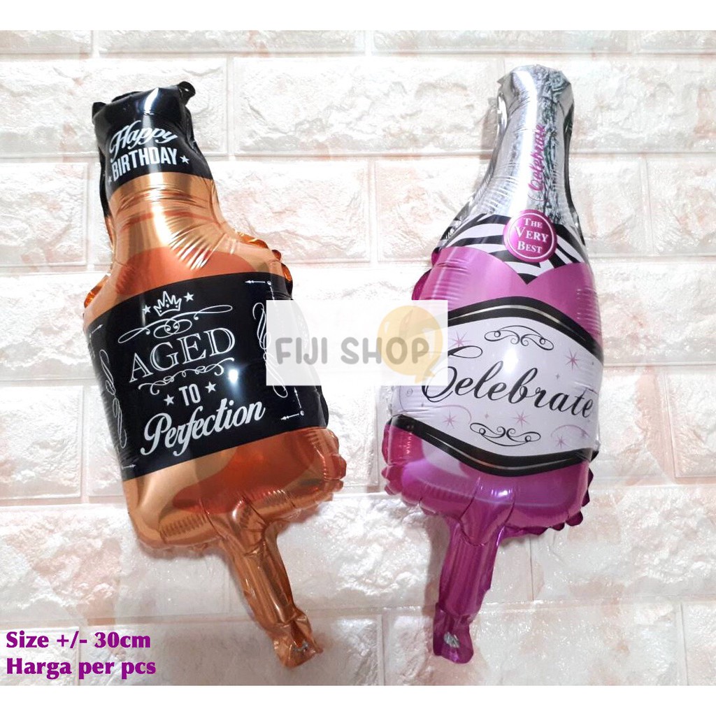 Balon Foil Botol Whiskey - Champagne Pink MINI Size