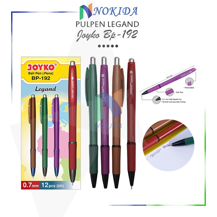 

Nokida Pulpen Joyko Legand BP-192/12 pcs / Ballpoint Pena Pen 0.7 mm/1 Pack Tinta Hitam