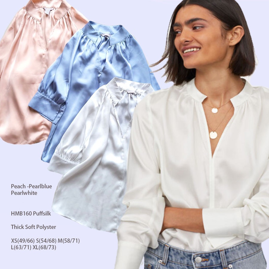 GU782 Frontuck Blouse Beige - HMB160 Puffsilk Pearl