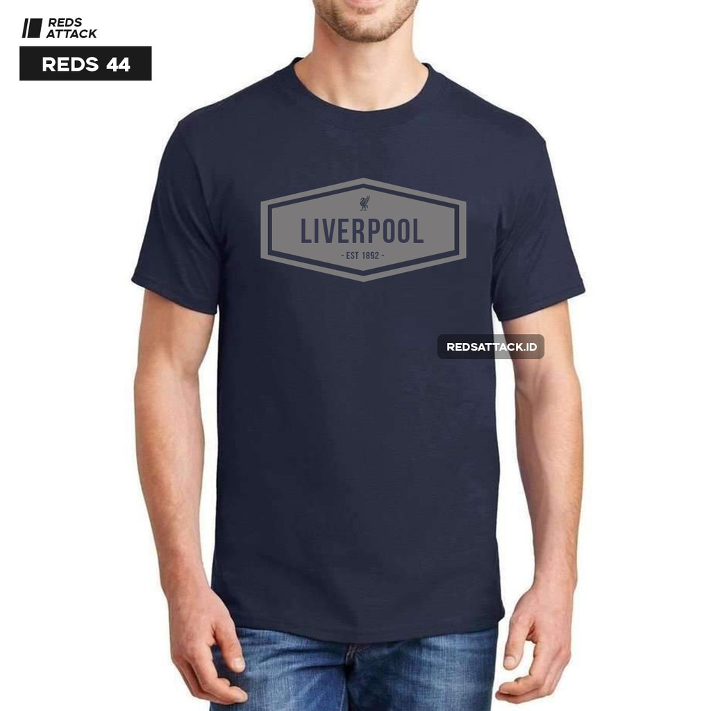 Kaos Big Size Liverpool Hexagon Navy - Abu [REDS 44] | Kaos LFC YNWA Termurah!!!