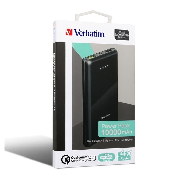 Verbatim Power Bank 10.000mAh Li-polymer QC 3.0 Qualcomm PowerBank - 65347