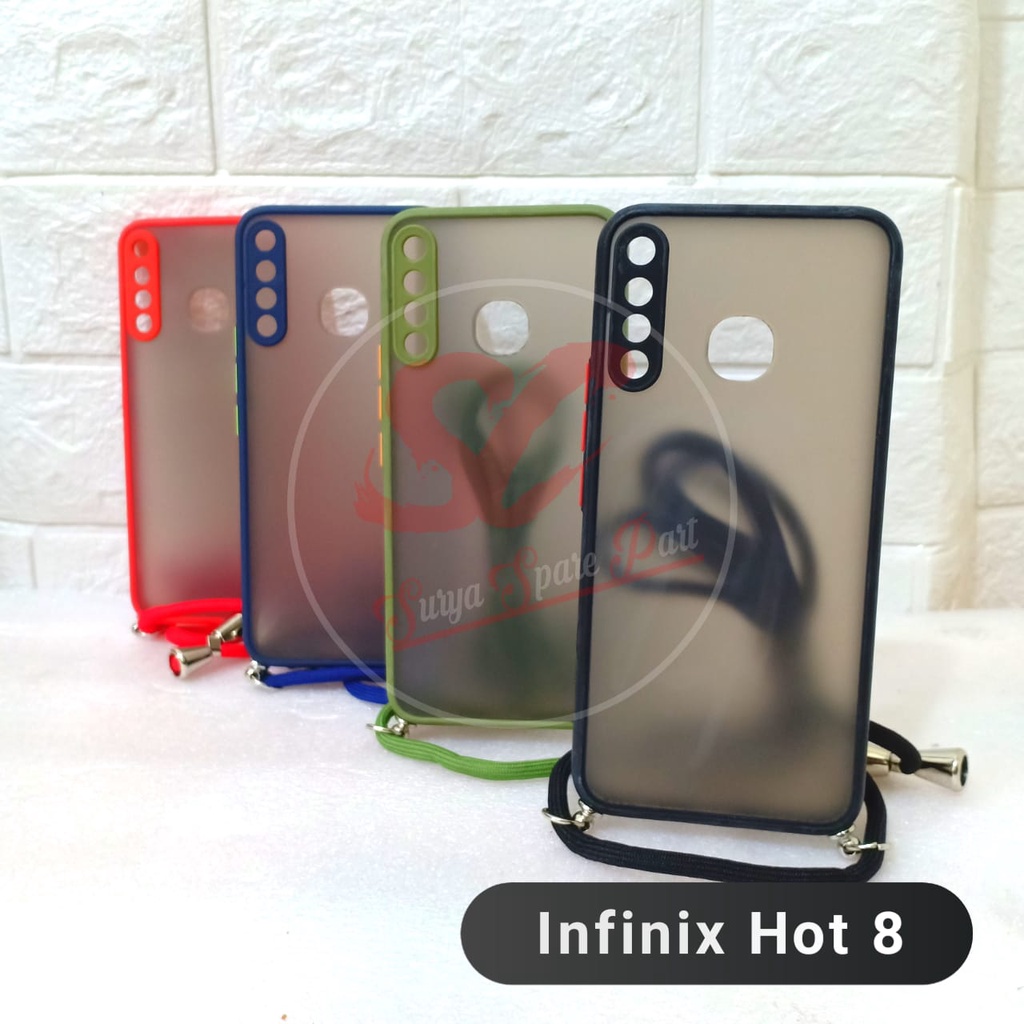 CASE MATTE + TALI LANYARD - SLING CASE MATTE INFINIX SMART 4 HOT 9 PLAY INFINIX HOT 8 - SC